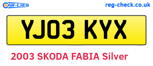 YJ03KYX are the vehicle registration plates.