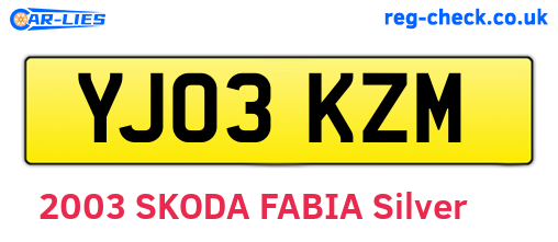 YJ03KZM are the vehicle registration plates.