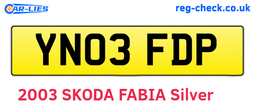 YN03FDP are the vehicle registration plates.