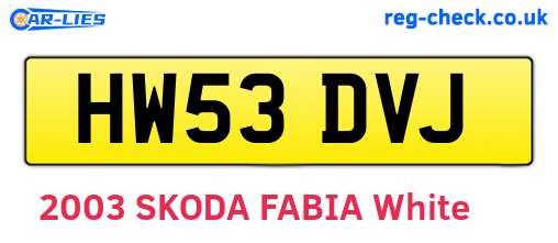 HW53DVJ are the vehicle registration plates.
