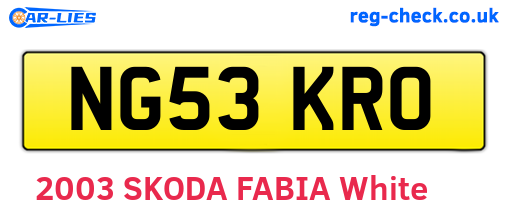 NG53KRO are the vehicle registration plates.