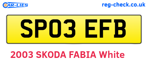 SP03EFB are the vehicle registration plates.