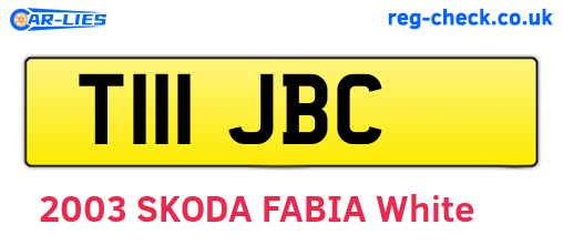 T111JBC are the vehicle registration plates.