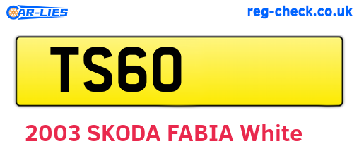 TS60 are the vehicle registration plates.