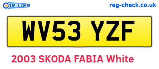 WV53YZF are the vehicle registration plates.