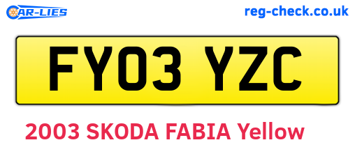 FY03YZC are the vehicle registration plates.