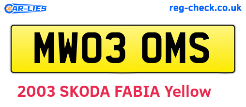 MW03OMS are the vehicle registration plates.