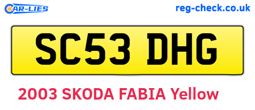 SC53DHG are the vehicle registration plates.