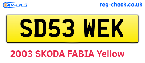SD53WEK are the vehicle registration plates.
