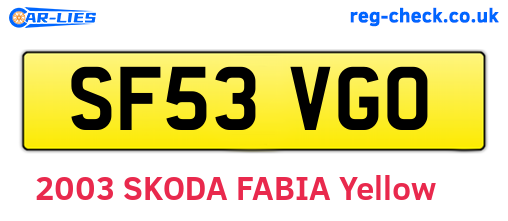 SF53VGO are the vehicle registration plates.