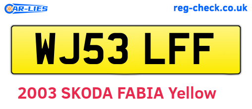 WJ53LFF are the vehicle registration plates.