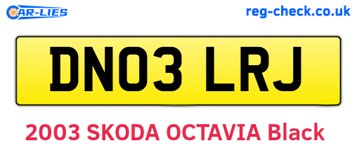 DN03LRJ are the vehicle registration plates.
