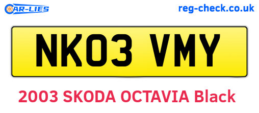 NK03VMY are the vehicle registration plates.