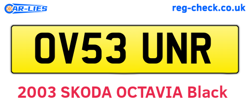 OV53UNR are the vehicle registration plates.