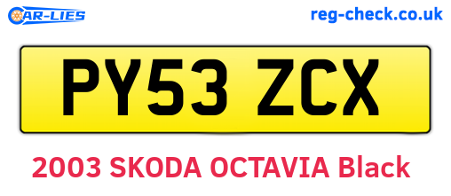 PY53ZCX are the vehicle registration plates.