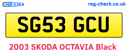 SG53GCU are the vehicle registration plates.