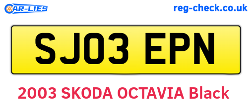 SJ03EPN are the vehicle registration plates.