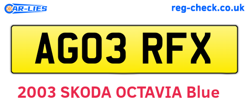 AG03RFX are the vehicle registration plates.