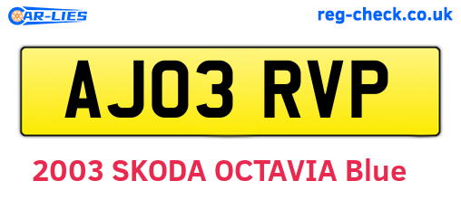 AJ03RVP are the vehicle registration plates.