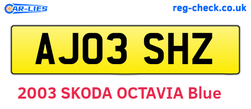 AJ03SHZ are the vehicle registration plates.