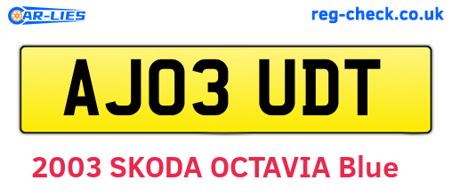 AJ03UDT are the vehicle registration plates.