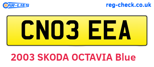 CN03EEA are the vehicle registration plates.