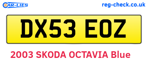 DX53EOZ are the vehicle registration plates.