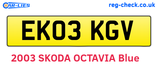 EK03KGV are the vehicle registration plates.