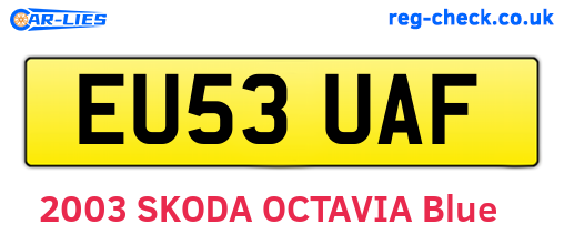 EU53UAF are the vehicle registration plates.