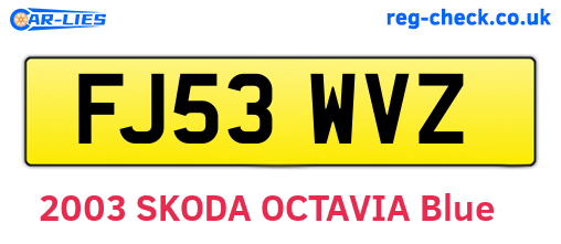 FJ53WVZ are the vehicle registration plates.