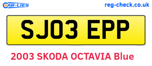 SJ03EPP are the vehicle registration plates.