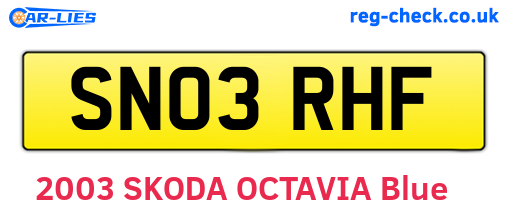 SN03RHF are the vehicle registration plates.