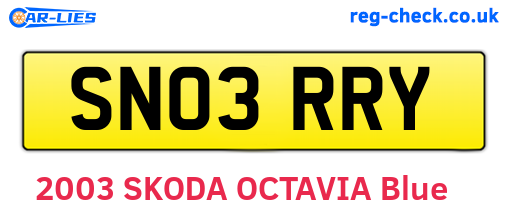 SN03RRY are the vehicle registration plates.