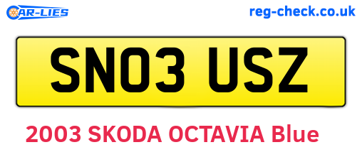 SN03USZ are the vehicle registration plates.
