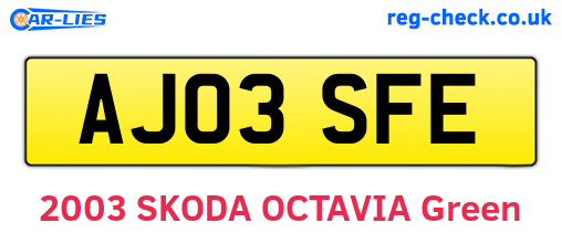 AJ03SFE are the vehicle registration plates.
