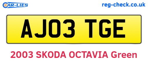 AJ03TGE are the vehicle registration plates.