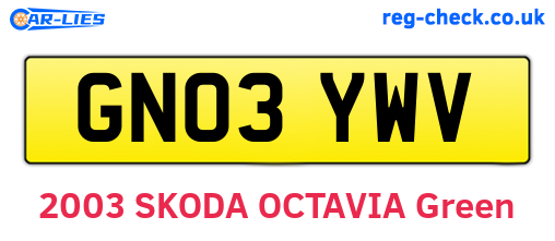 GN03YWV are the vehicle registration plates.