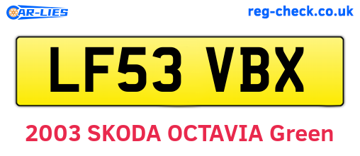 LF53VBX are the vehicle registration plates.
