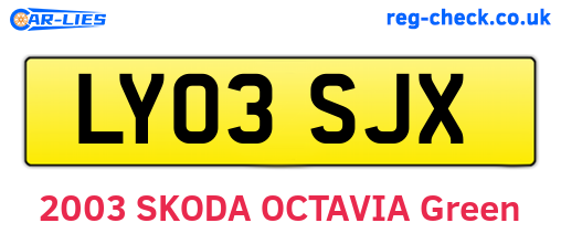 LY03SJX are the vehicle registration plates.