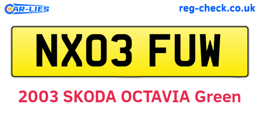 NX03FUW are the vehicle registration plates.