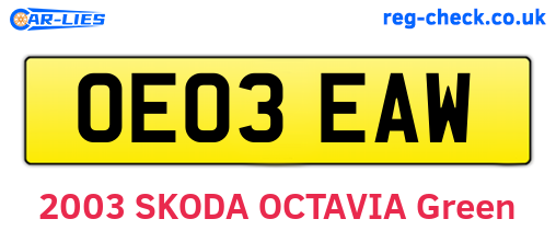 OE03EAW are the vehicle registration plates.