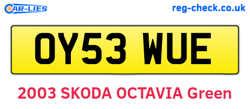 OY53WUE are the vehicle registration plates.
