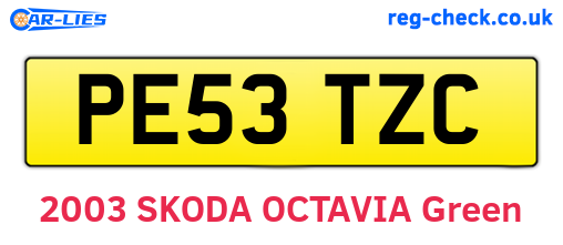 PE53TZC are the vehicle registration plates.