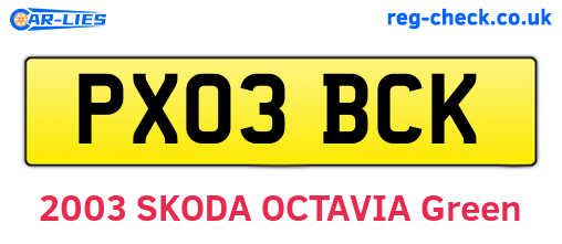 PX03BCK are the vehicle registration plates.