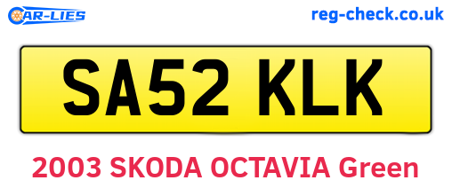 SA52KLK are the vehicle registration plates.