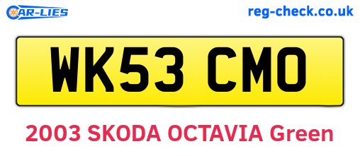 WK53CMO are the vehicle registration plates.