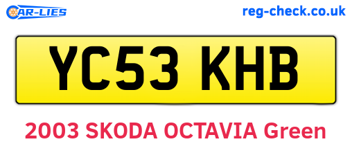YC53KHB are the vehicle registration plates.