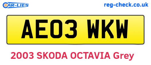 AE03WKW are the vehicle registration plates.