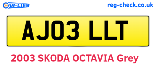 AJ03LLT are the vehicle registration plates.
