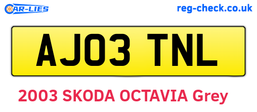 AJ03TNL are the vehicle registration plates.